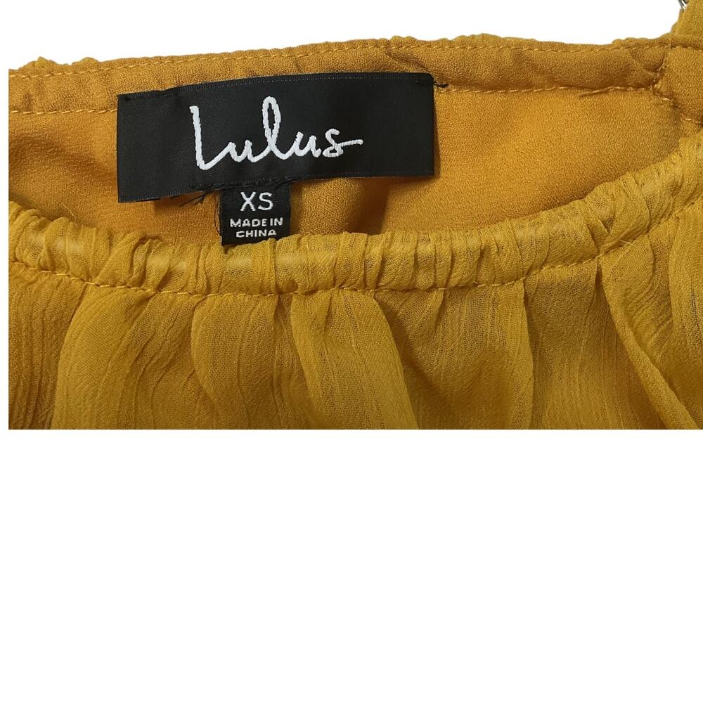 Lulus Got Me Moving Mustard Yellow Ruffle Off-the-Shoulder Top - XS - Picture 3 of 4